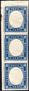 1861 - 20 cent. azzurro, non emesso (3), ... 