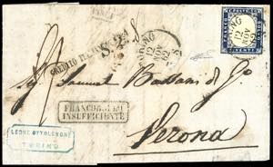 1862 - 20 cent. indaco (2), bordo di foglio, ... 