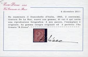 1863 - 2 cent. bruno rosso, De La ... 