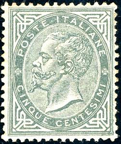 1863 - 5 cent. grigio verde, De La ... 