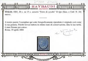 1865 - 20 cent. su 15 cent. Ferro ... 