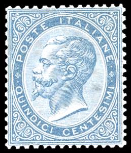 1865 - (20 cent.) su 15 cent. celeste, Ferro ... 