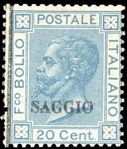 1867 - 20 cent. celeste chiaro, tiratura di ... 