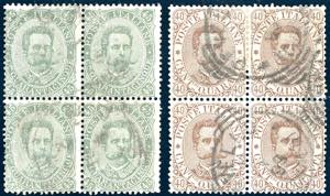 1889 - 40 cent. bruno e 45 cent. oliva ... 