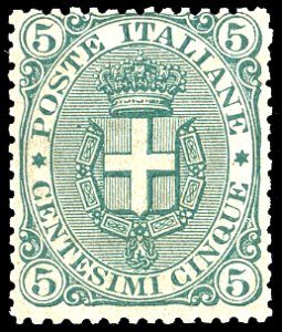 1891 - 5 cent. Stemma, fondo rigato (59), ... 