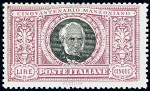1923 - 5 lire Manzoni (156), filigrana ... 