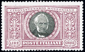 1923 - 5 lire Manzoni, ritocco pos. 14 ... 