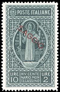 1929 - 10 + 2 lire Montecassino (268), ... 