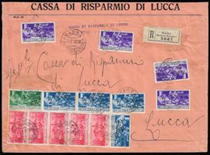 1930 - 20 cent., striscia di cinque, 25 ... 