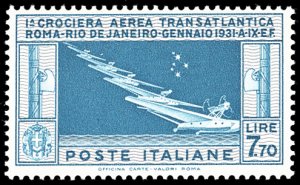 1930 - 7,70 lire Crociera Balbo (25), gomma ... 