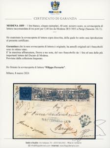 1855 - 1 lira bianco, cinque ... 