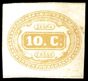 1863 - 10 cent. giallo (1), nuovo, gomma ... 