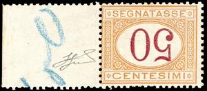 1870 - 50 cent. ocra e carminio, cifre ... 