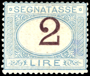 1870 - 2 lire azzurro chiaro e bruno (12), ... 