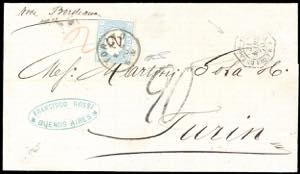 1870 - 2 lire azzurro chiaro e bruno (12), ... 