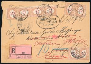 1913 - 5 cent. arancio e carminio (20), otto ... 