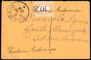 1890 - Lettera non affrancata da Sondrio ... 