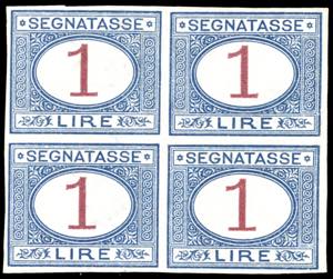 1890 - 1 lira azzurro e carminio, non ... 