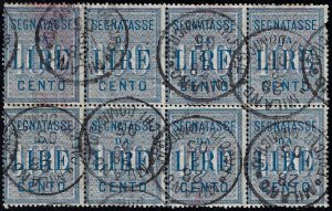1903 - 100 lire azzurro (32), blocco di otto ... 