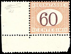 1924 - 60 cent. arancio e bruno (33), angolo ... 