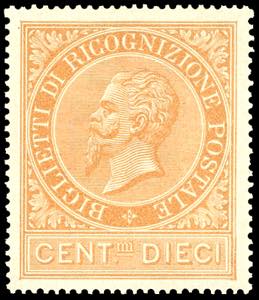 1874 - 10 cent. ocra arancio (1), ottima ... 