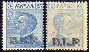 1922/23 - 25 cent., soprastampa BLP del II ... 