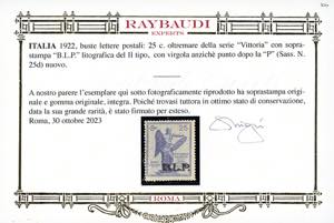 1922 - 25 cent. Vittoria, non ... 