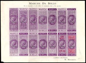 1863 - Foglietto contenente 14 prove di ... 