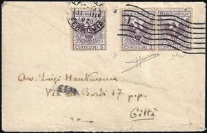 1920 - 5 cent. lilla, Aquila, Marca da bollo ... 