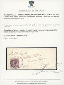 1929 - 20 cent. marca da bollo ... 