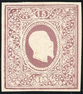 1864 - 15 cent. Saggio Re, ovale riquadrato, ... 