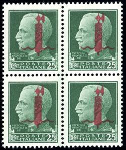 1944 - 25 cent. soprastampato fascio in ... 