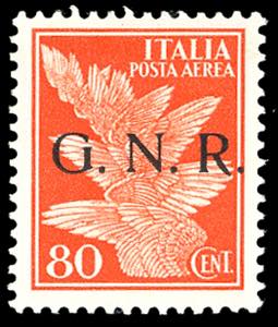 1943 - 80 cent. arancio, soprastampa G.N.R. ... 