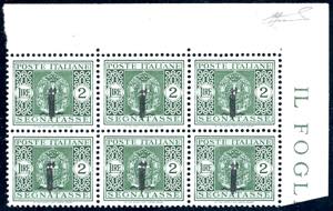 1944 - 2 lire verde, soprastampa fortemente ... 