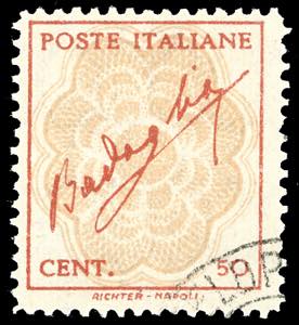 1944 - 50 cent. rosso e bistro Badoglio, ... 