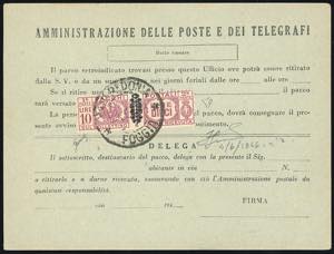 PACCHI POSTALI 1946 - 10 lire lilla rosa, ... 