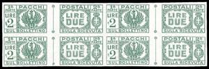PACCHI POSTALI 1946 - 2 lire verde, non ... 