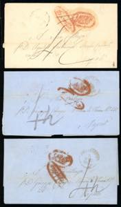 1859/60 - Tre lettere non affrancate, tutte ... 