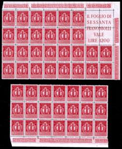 1949 - 20 lire Volta (611), due blocchi ... 