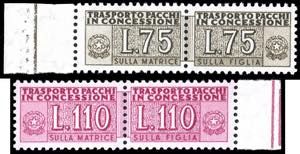 1955 - 75 lire e 110 lire filigrana stelle ... 