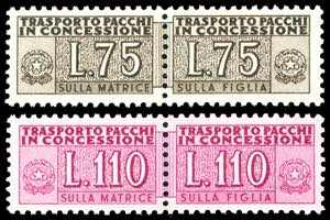 1955 - 75 lire e 110 lire, filigrana stelle ... 