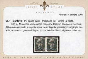 MANTOVA 1945 - 1,85 lire + 15 ... 