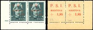MANTOVA 1945 - 1,85 lire su 15 cent., ... 