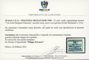 PIACENZA SEGNATASSE 1945 - 25 ... 