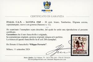 SAVONA 1945 - 30 cent. ... 