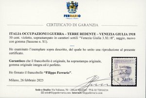 VENEZIA GIULIA 1918 - 50 cent. ... 