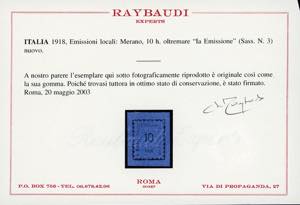 MERANO 1918 - 10 h. oltremare (3), ... 