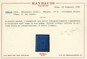 MERANO 1918 - 10 h. oltremare ... 