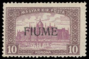 FIUME 1918 - 10 k. Veduta, soprastampa a ... 
