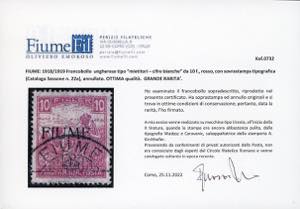 FIUME 1918/19 - 10 f. rosso ... 